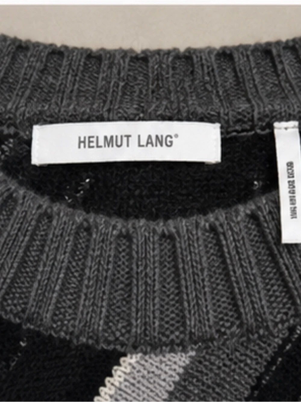 Helmut Lang Oversized Striped Wool Yak Cashmere Crewneck Sweater Men's Large
